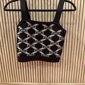 Pinko Monochrome Logo Crop Top